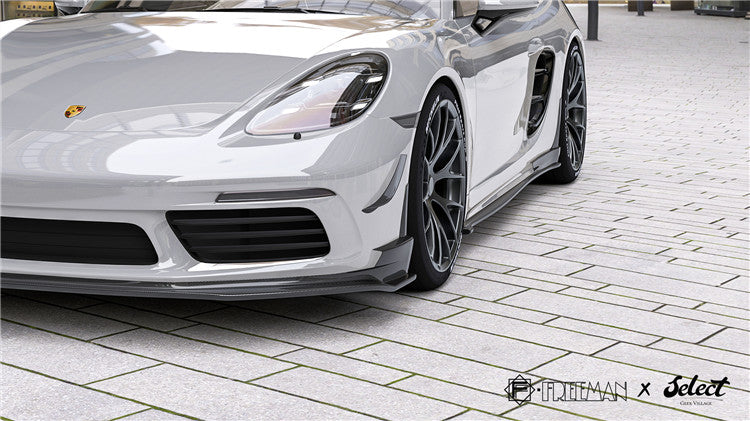Porsche 718 Cayman Boxster Base S T 2017-ON with Aftermarket Parts - Front Lip Carbon Fiber from Geex Village