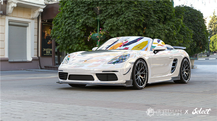 Porsche 718 Cayman Boxster Base S T 2017-ON with Aftermarket Parts - Front Lip Carbon Fiber from Geex Village