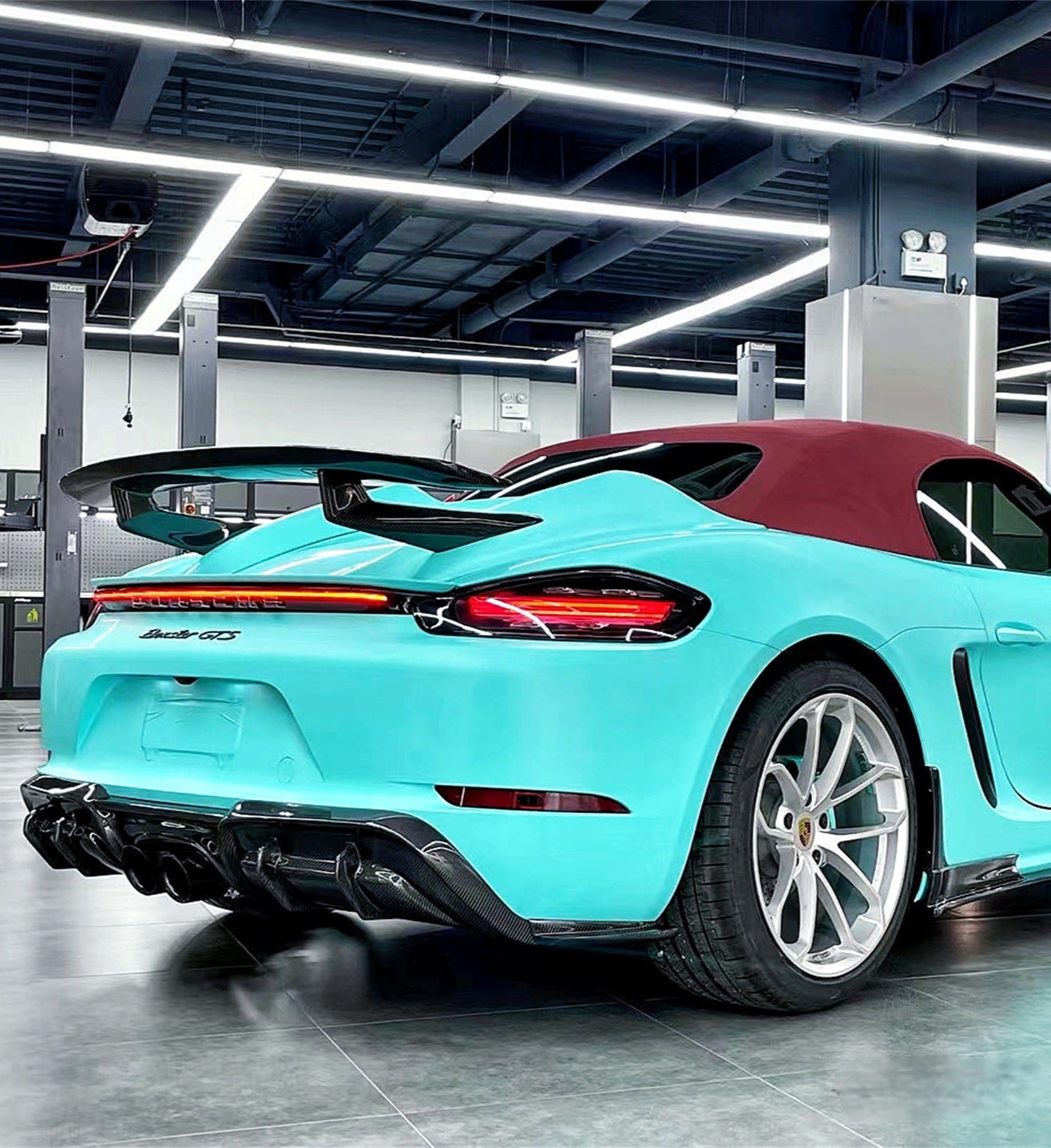 Porsche 718 Cayman Boxster Base S T GTS 2017-ON with Aftermarket Parts - Rear Canards Carbon Fiber from Geex Village