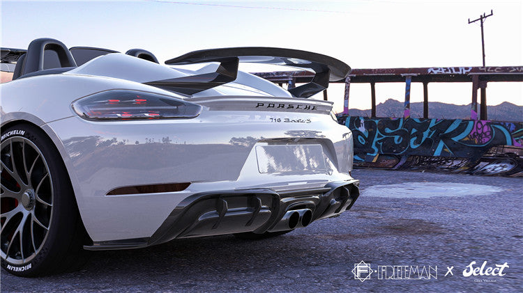 Porsche 718 Cayman Boxster Base S T GTS 2017-ON with Aftermarket Parts - Rear Canards Carbon Fiber from Geex Village
