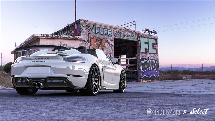 Porsche 718 Cayman Boxster Base S T GTS 2017-ON with Aftermarket Parts - Rear Canards Carbon Fiber from Geex Village