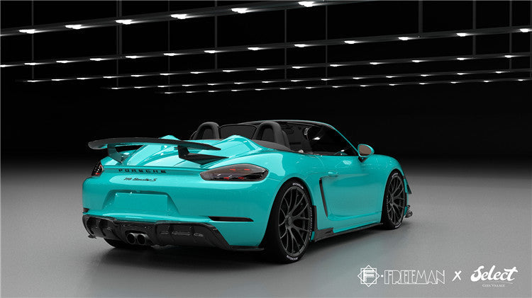 Porsche 718 Cayman Boxster Base S T GTS 2017-ON with Aftermarket Parts - Rear Diffuser Carbon Fiber from Geex Village
