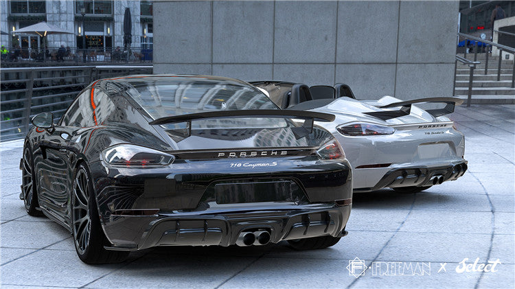 Porsche 718 Cayman Boxster Base S T GTS 2017-ON with Aftermarket Parts - Rear Diffuser Carbon Fiber from Geex Village
