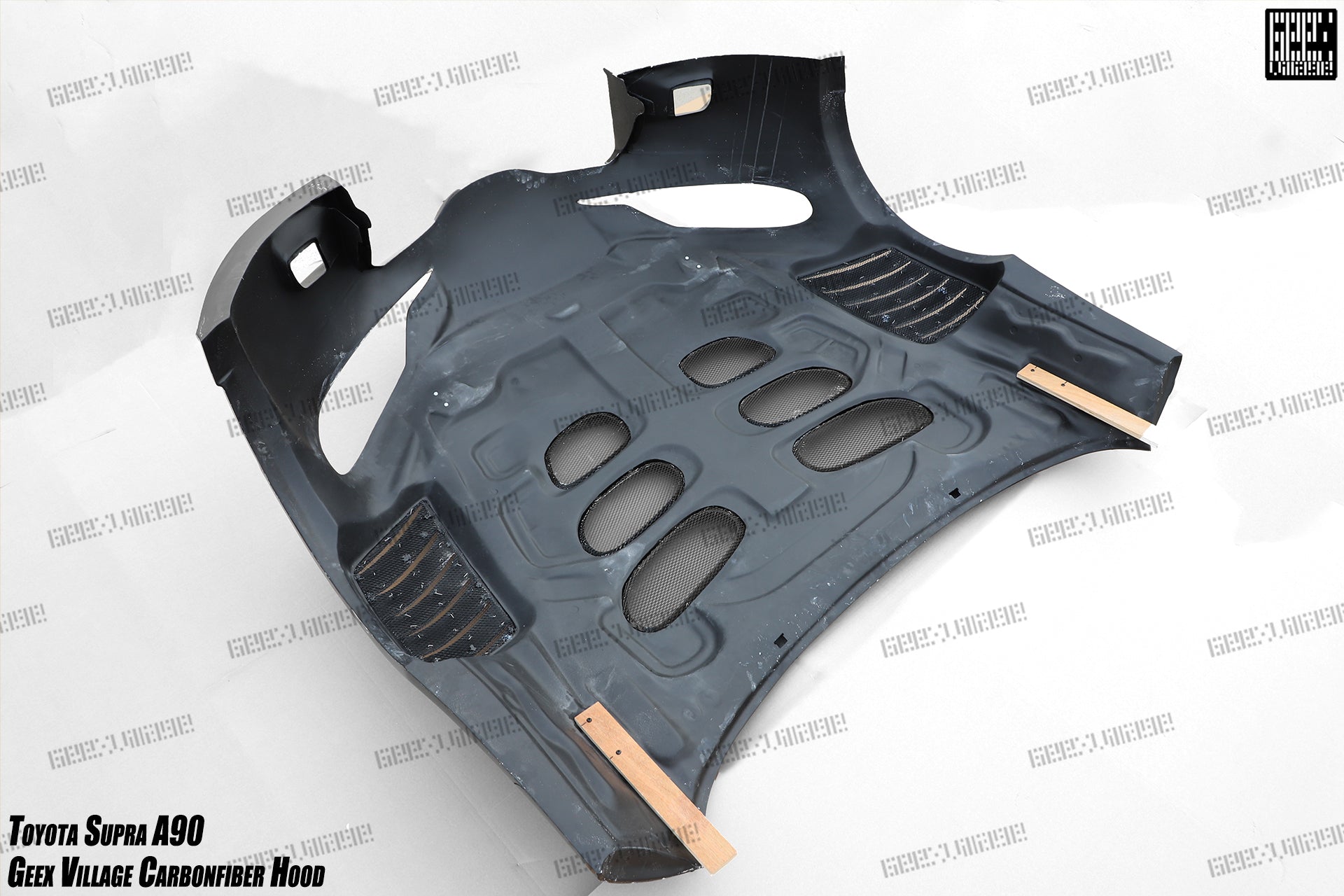 Toyota Supra MK5 A90 A91 3.0 2.0 2020-ON with Aftermarket Parts - Unicorn GT3 Clamshell Hood and Front Bumper & Steel Brackets and Cable for Clamshell Hood and Bumper Carbon Fiber/FRP/Steel from Geex Village