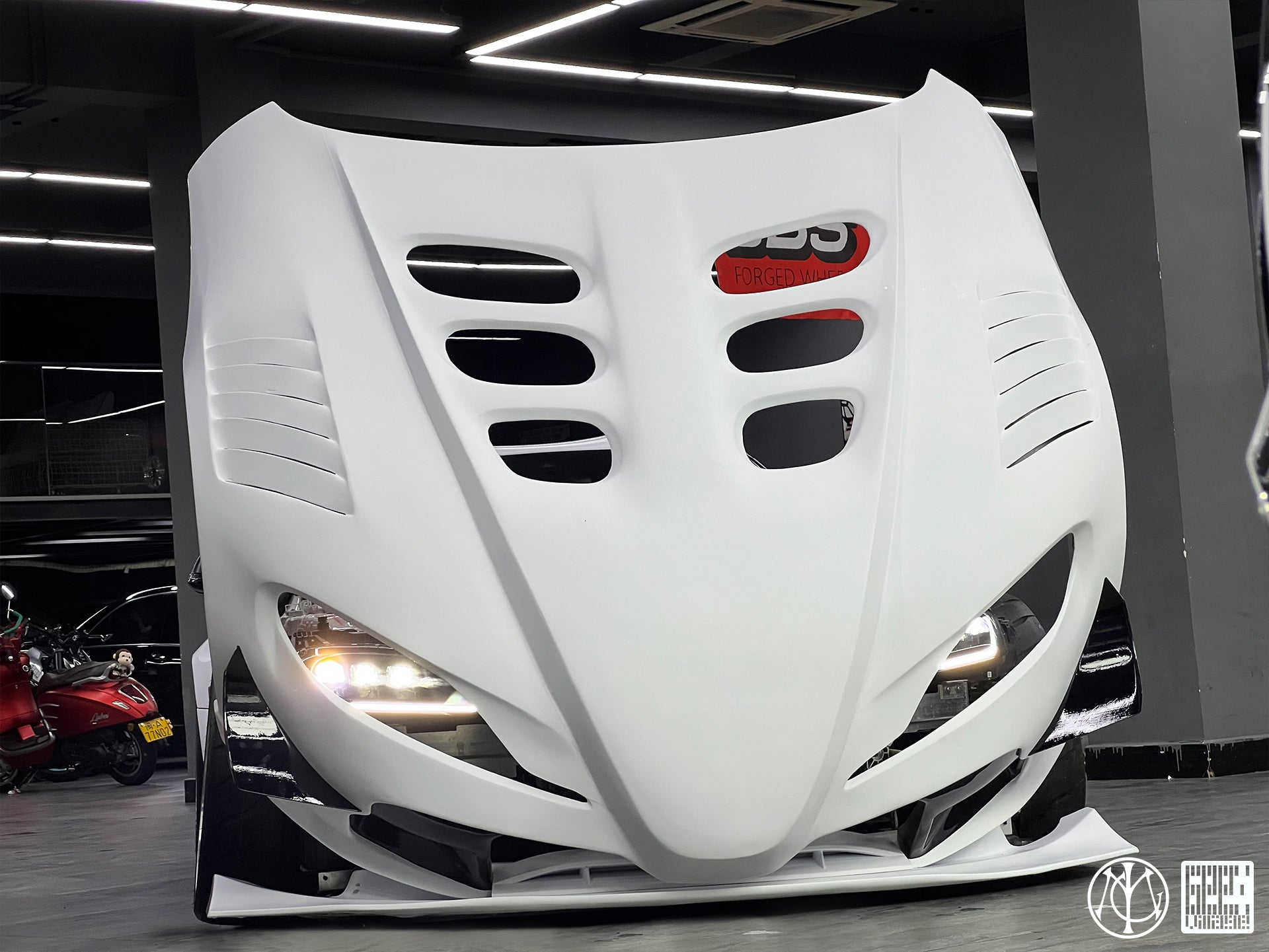 Toyota Supra MK5 A90 A91 3.0 2.0 2020-ON with Aftermarket Parts - Unicorn GT3 Clamshell Hood and Front Bumper & Steel Brackets and Cable for Clamshell Hood and Bumper Carbon Fiber/FRP/Steel from Geex Village