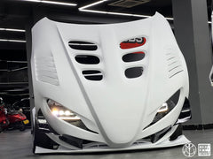 Toyota Supra MK5 A90 A91 3.0 2.0 2020-ON with Aftermarket Parts - Unicorn GT3 Clamshell Hood and Front Bumper & Steel Brackets and Cable for Clamshell Hood and Bumper Carbon Fiber/FRP/Steel from Geex Village