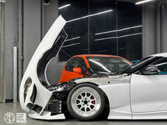 Toyota Supra MK5 A90 A91 3.0 2.0 2020-ON with Aftermarket Parts - Unicorn GT3 Clamshell Hood and Front Bumper & Steel Brackets and Cable for Clamshell Hood and Bumper Carbon Fiber/FRP/Steel from Geex Village