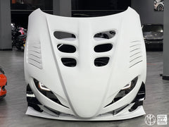 Toyota Supra MK5 A90 A91 3.0 2.0 2020-ON with Aftermarket Parts - Unicorn GT3 Clamshell Hood and Front Bumper & Steel Brackets and Cable for Clamshell Hood and Bumper Carbon Fiber/FRP/Steel from Geex Village