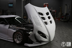 Toyota Supra MK5 A90 A91 3.0 2.0 2020-ON with Aftermarket Parts - Unicorn GT3 Clamshell Hood and Front Bumper & Steel Brackets and Cable for Clamshell Hood and Bumper Carbon Fiber/FRP/Steel from Geex Village
