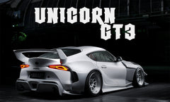 Toyota Supra MK5 A90 A91 3.0 2.0 2020-ON with Aftermarket Parts - Unicorn GT3 Widebody Fender Flares, Wheel Arches, and Side Skirts Carbon Fiber/FRP from Geex Village