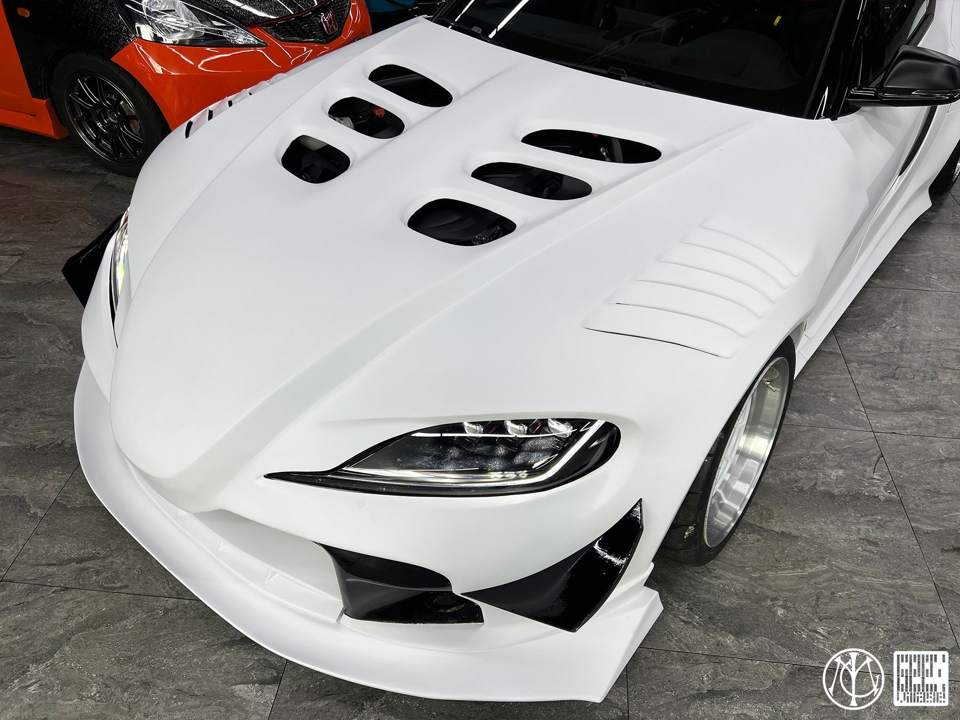 Toyota Supra MK5 A90 A91 3.0 2.0 2020-ON with Aftermarket Parts - Unicorn GT3 Widebody Front Lip Carbon Fiber/FRP from Geex Village
