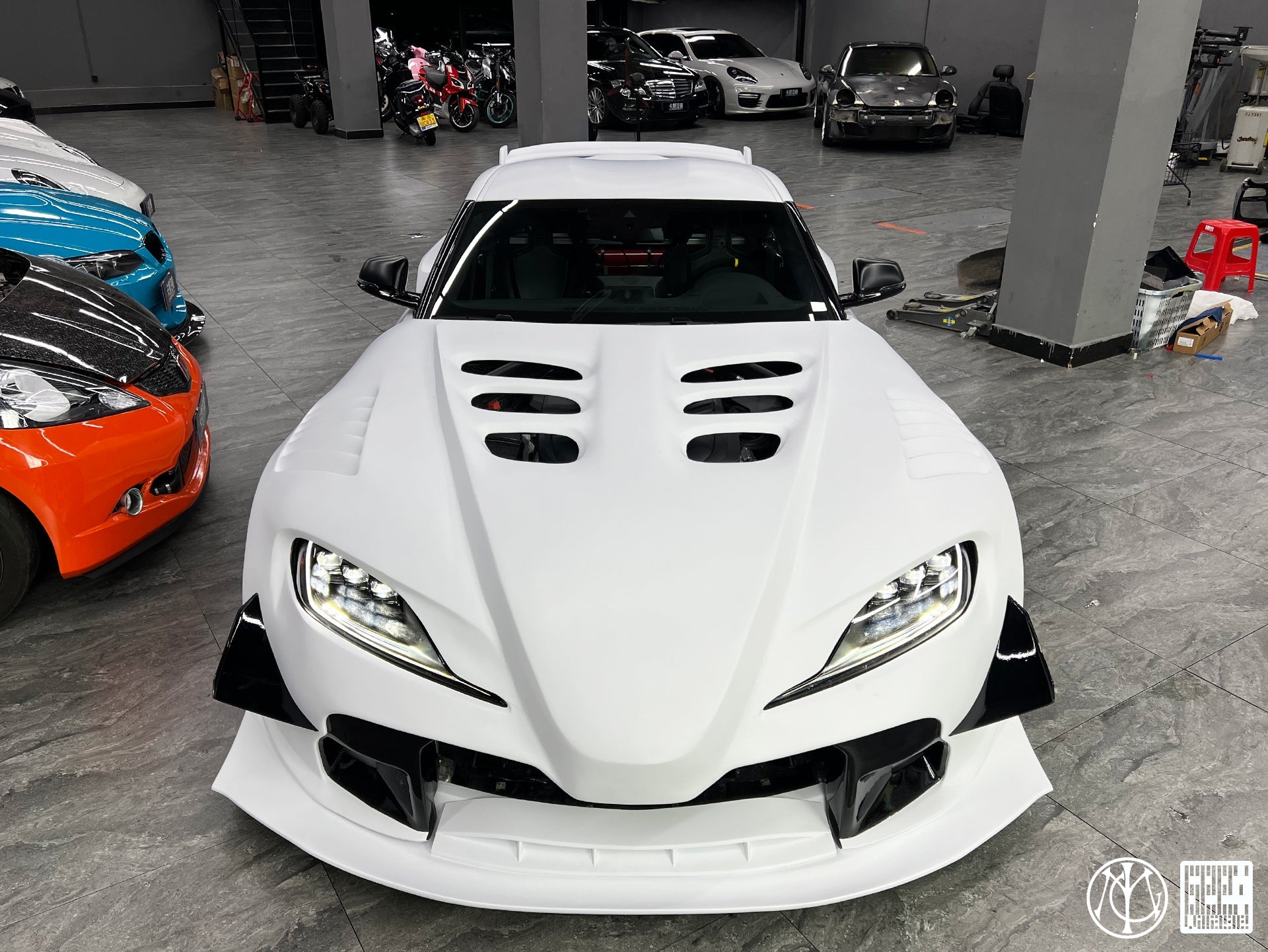 Toyota Supra MK5 A90 A91 3.0 2.0 2020-ON with Aftermarket Parts - Unicorn GT3 Widebody Front Lip Carbon Fiber/FRP from Geex Village