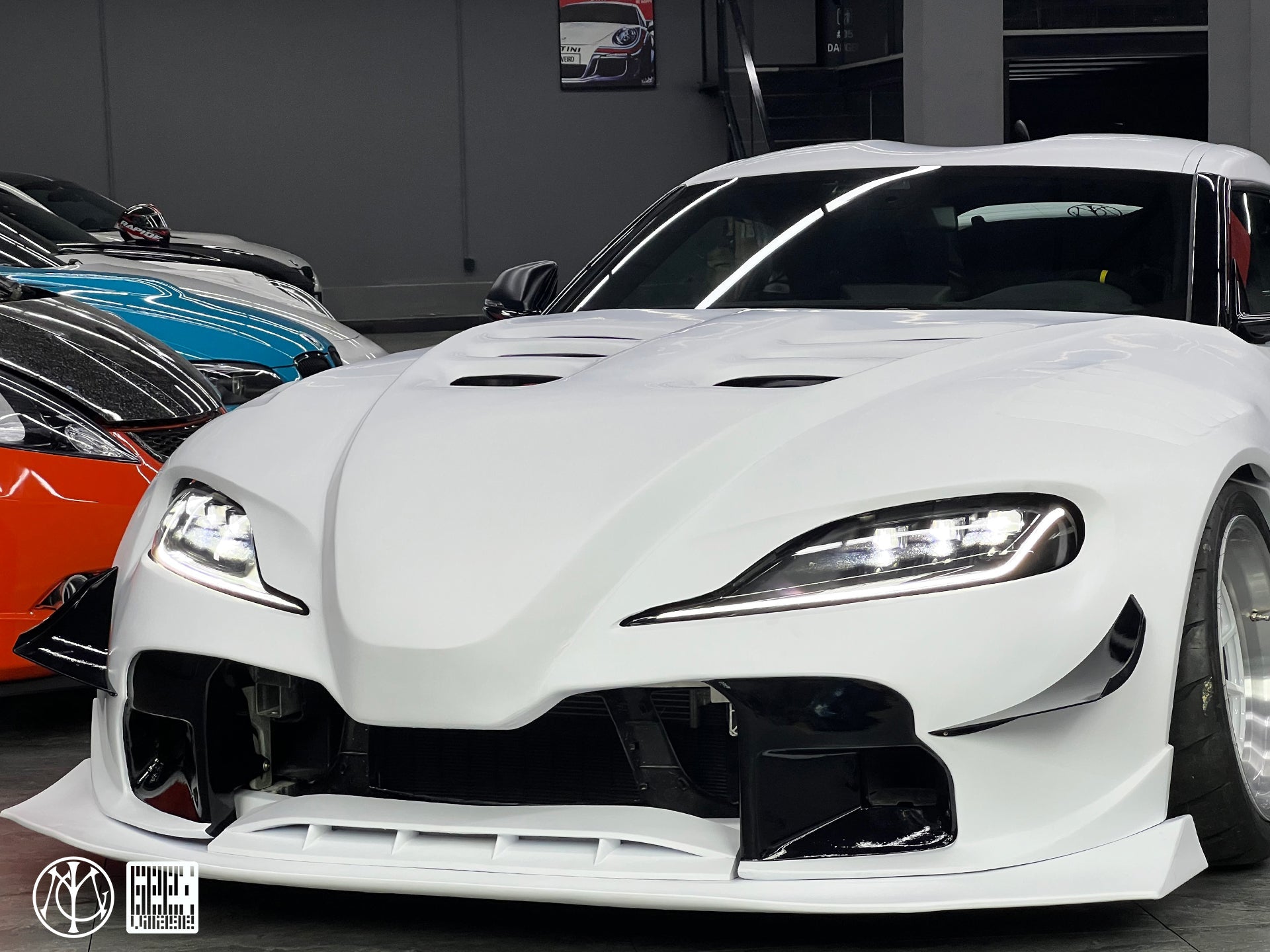 Toyota Supra MK5 A90 A91 3.0 2.0 2020-ON with Aftermarket Parts - Unicorn GT3 Widebody Front Lip Carbon Fiber/FRP from Geex Village
