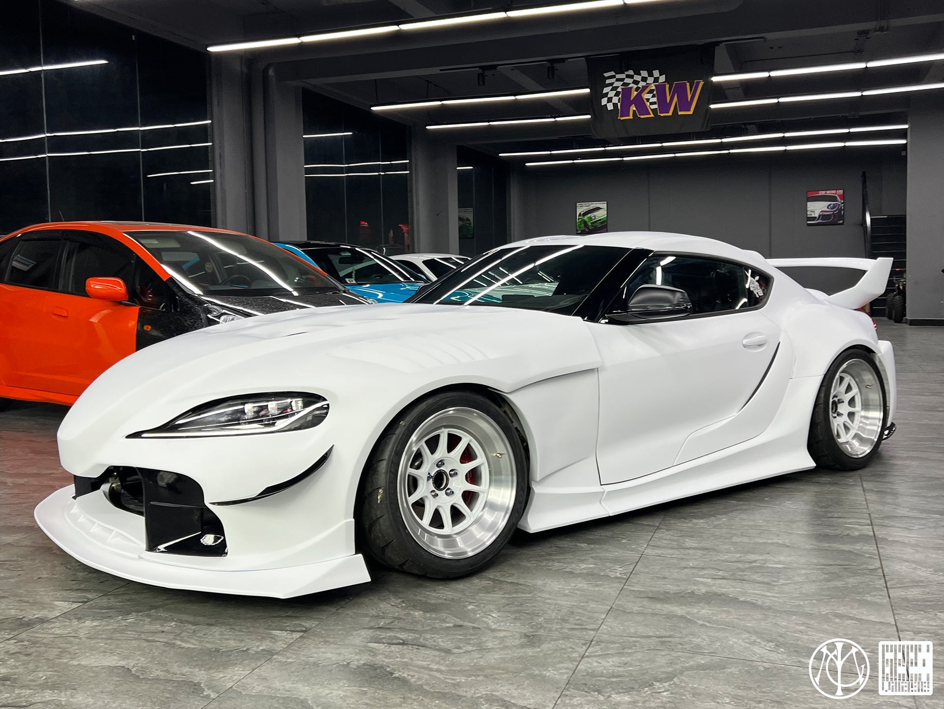 Toyota Supra MK5 A90 A91 3.0 2.0 2020-ON with Aftermarket Parts - Unicorn GT3 Widebody Front Lip Carbon Fiber/FRP from Geex Village