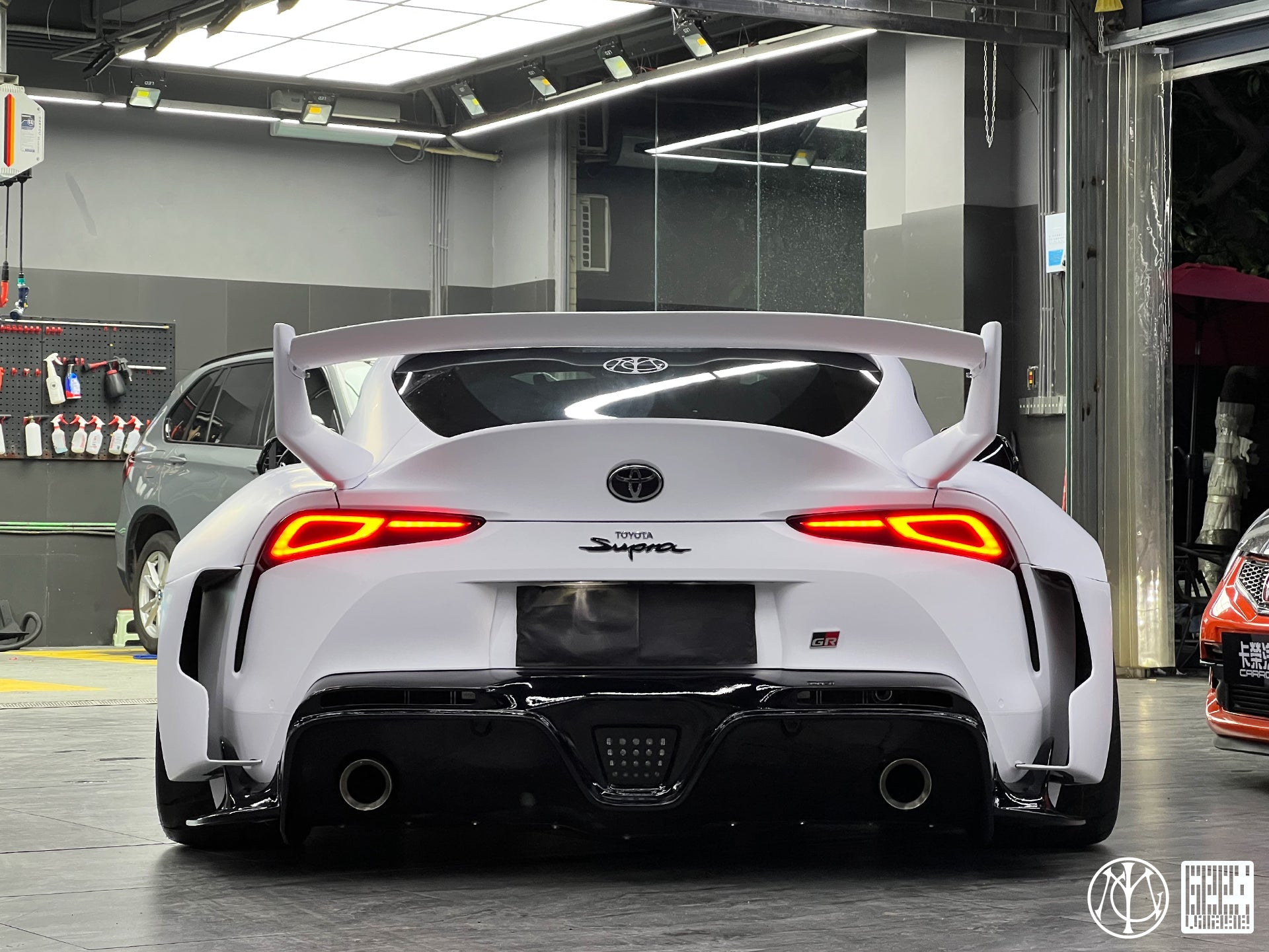 Toyota Supra MK5 A90 A91 3.0 2.0 2020-ON with Aftermarket Parts - Unicorn GT3 Widebody Rear Diffuser & Widebody Rear Diffuser Undertray & Widebody Rear Canards Carbon Fiber/FRP from Geex Village