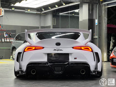 Toyota Supra MK5 A90 A91 3.0 2.0 2020-ON with Aftermarket Parts - Unicorn GT3 Widebody Rear Diffuser & Widebody Rear Diffuser Undertray & Widebody Rear Canards Carbon Fiber/FRP from Geex Village