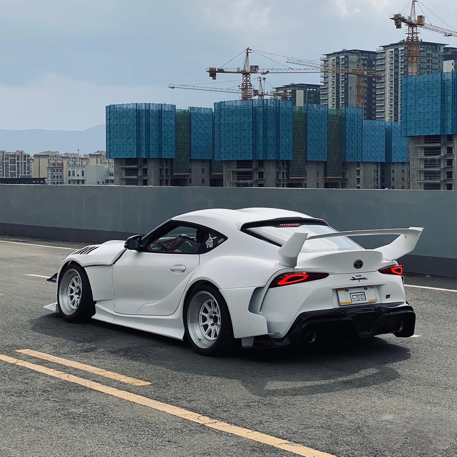 Toyota Supra MK5 A90 A91 3.0 2.0 2020-ON with Aftermarket Parts - Unicorn GT3 Widebody Rear Diffuser & Widebody Rear Diffuser Undertray & Widebody Rear Canards Carbon Fiber/FRP from Geex Village