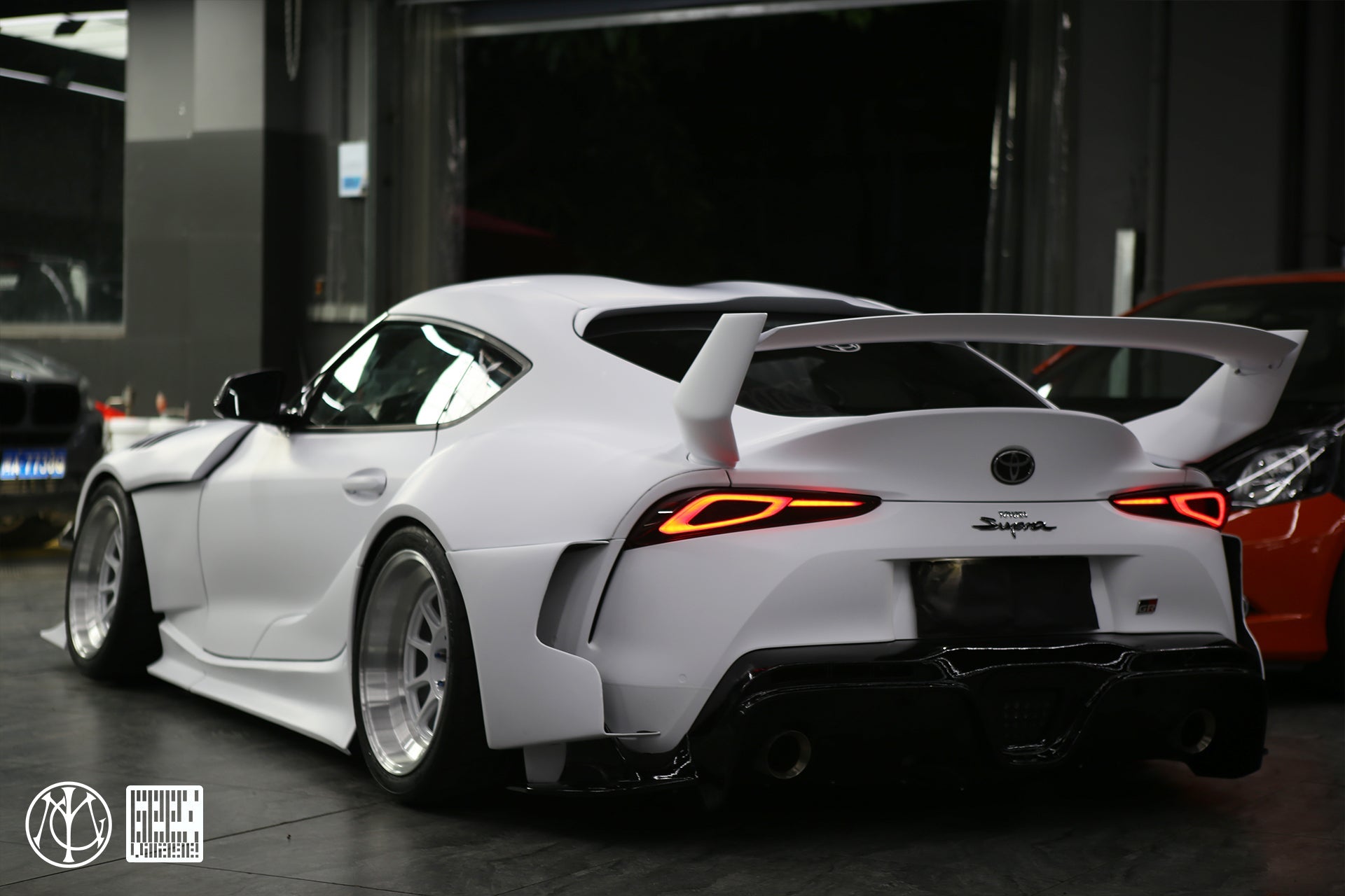 Toyota Supra MK5 A90 A91 3.0 2.0 2020-ON with Aftermarket Parts - Unicorn GT3 Widebody Rear Diffuser & Widebody Rear Diffuser Undertray & Widebody Rear Canards Carbon Fiber/FRP from Geex Village