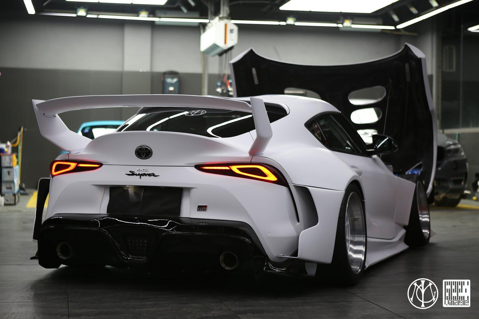 Toyota Supra MK5 A90 A91 3.0 2.0 2020-ON with Aftermarket Parts - Unicorn GT3 Widebody Rear Diffuser & Widebody Rear Diffuser Undertray & Widebody Rear Canards Carbon Fiber/FRP from Geex Village