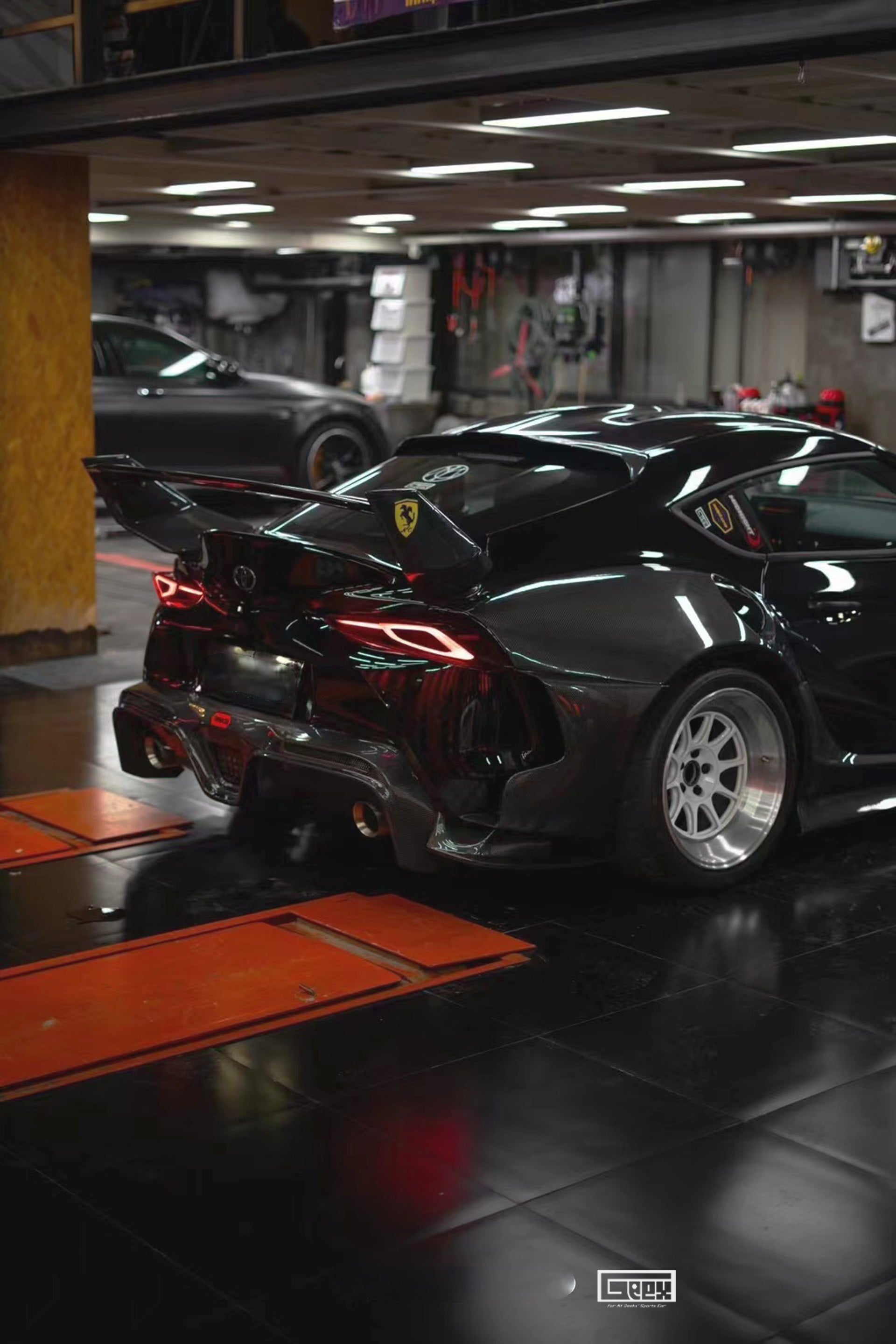Toyota Supra MK5 A90 A91 3.0 2.0 2020-ON with Aftermarket Parts - Unicorn GT3 Widebody Rear Diffuser & Widebody Rear Diffuser Undertray & Widebody Rear Canards Carbon Fiber/FRP from Geex Village