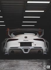 Toyota Supra MK5 A90 A91 3.0 2.0 2020-ON with Aftermarket Parts - Unicorn GT3 Widebody Rear Diffuser & Widebody Rear Diffuser Undertray & Widebody Rear Canards Carbon Fiber/FRP from Geex Village