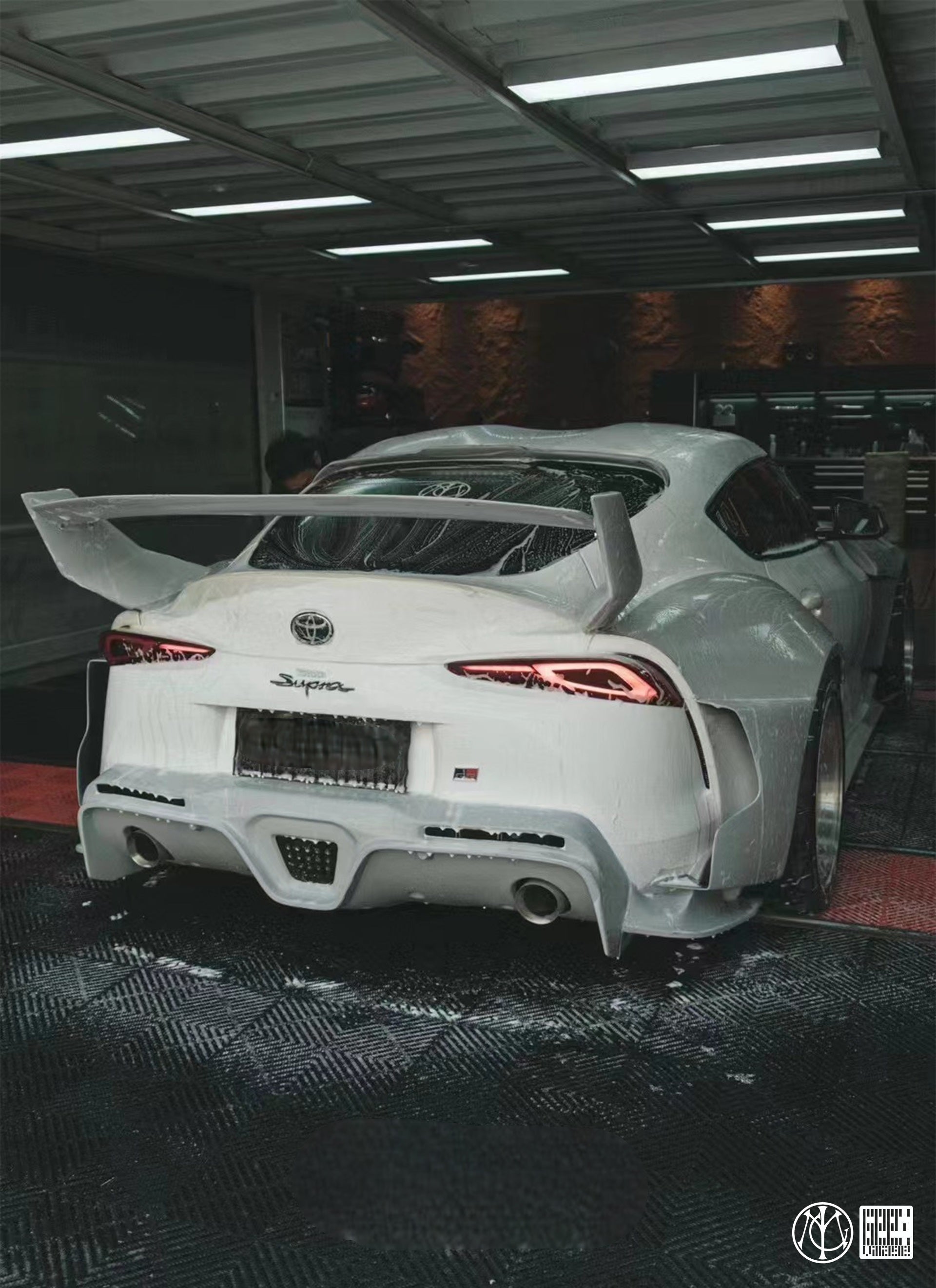 Toyota Supra MK5 A90 A91 3.0 2.0 2020-ON with Aftermarket Parts - Unicorn GT3 Widebody Rear Diffuser & Widebody Rear Diffuser Undertray & Widebody Rear Canards Carbon Fiber/FRP from Geex Village
