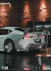 Toyota Supra MK5 A90 A91 3.0 2.0 2020-ON with Aftermarket Parts - Unicorn GT3 Widebody Rear Diffuser & Widebody Rear Diffuser Undertray & Widebody Rear Canards Carbon Fiber/FRP from Geex Village