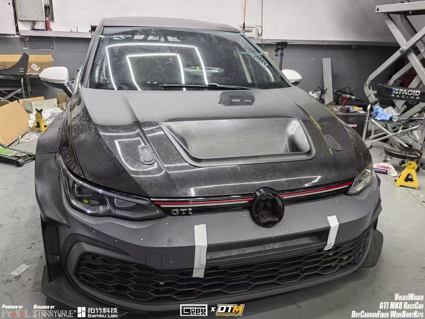 Volkswagen Golf GTI & R-Line MK8 2022 2023 2024 with Aftermarket Parts - Front Bumper Cutout&nbsp;Carbon Fiber from Geex Village