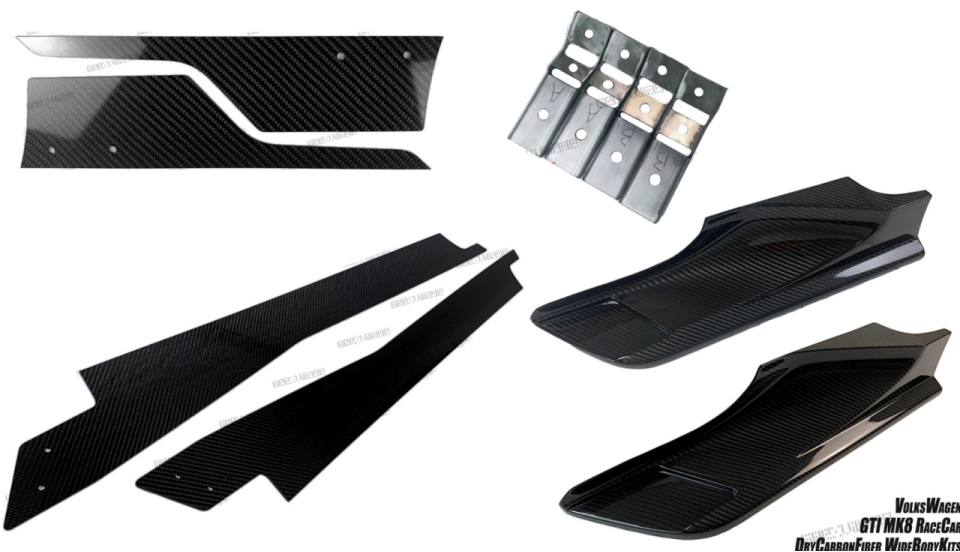 Volkswagen Golf GTI R MK8 2022-ON with Aftermarket Parts - Side Skirts and Extension Carbon Fiber from Geex Village