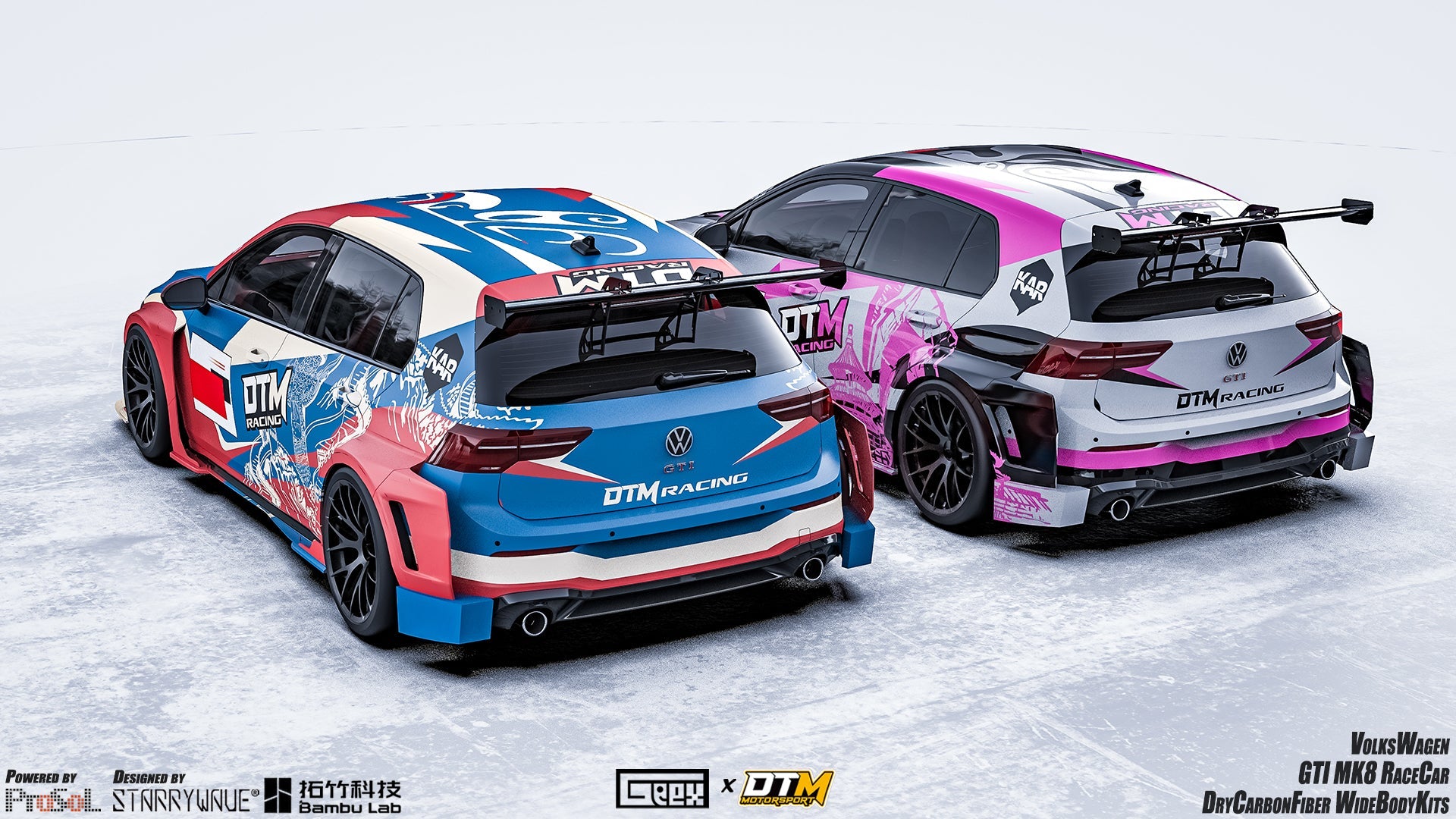 Volkswagen Golf GTI R MK8 2022-ON with Aftermarket Parts - Rear Quarter Panel Flares Set Carbon Fiber from Geex Village