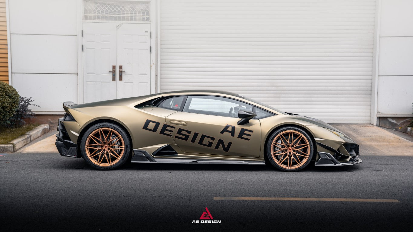 Lamborghini Huracan LP580 LP610 EVO RWD AWD Tecnica Performante 2015 2016 2017 2018 2019 2020 2021 2022 2023 2024 with Aftermarket Parts - Side Skirts Dry Pre-preg Carbon Fiber from ArmorExtend