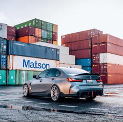 BMW M3 G80 G81 2021 2022 2023 2024 & M4 G82 G83 2021 2022 2023 2024 with Aftermarket Parts - AE V2 Style?Rear Diffuser & Canards Carbon Fiber from ?ArmorExtend