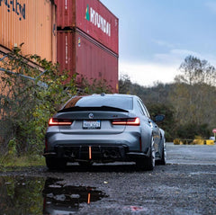 BMW M3 G80 G81 2021 2022 2023 2024 & M4 G82 G83 2021 2022 2023 2024 with Aftermarket Parts - AE V2 Style?Rear Diffuser & Canards Carbon Fiber from ?ArmorExtend