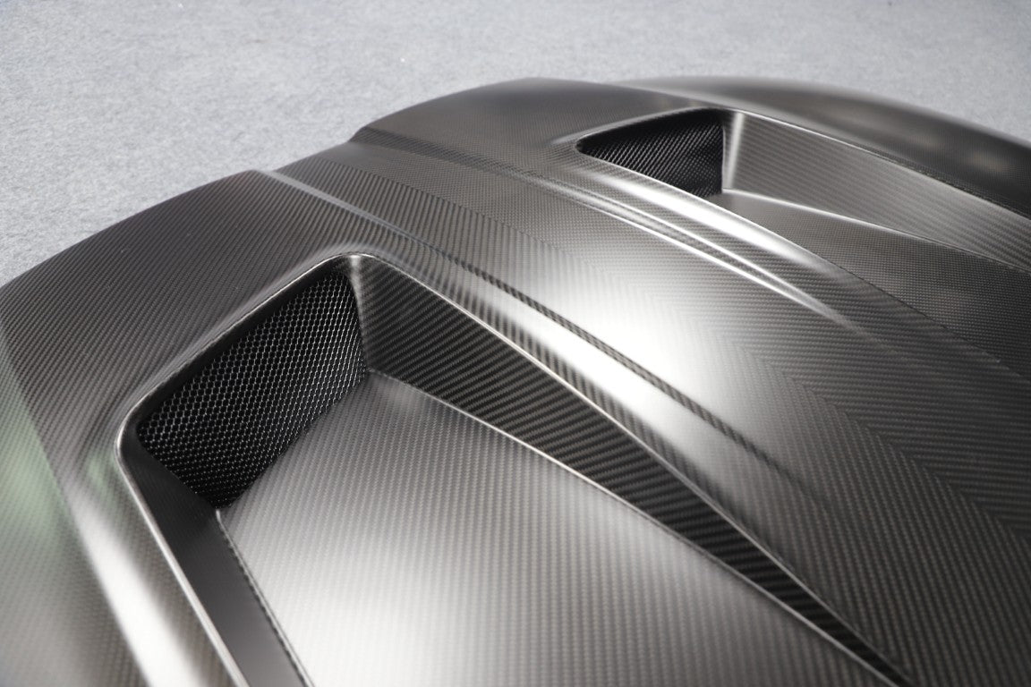 BMW M3 / M3C G80 G81 & M4 / M4C G82 G83 2021 2022 2023 2024 with Aftermarket Parts - Hood Bonnet Double-sided Pre-preg Carbon Fiber from TAKD Carbon