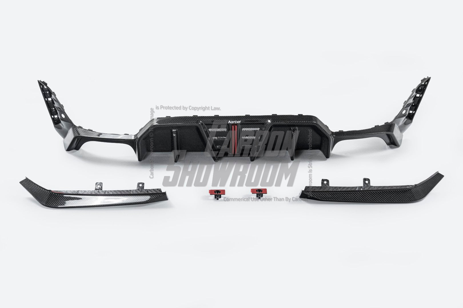 BMW 3 Series 330i (with M-package bumper, does not fit base model) M340i G20 G21 LCI 2023 2024 with Aftermarket Parts - V2 Style Diffuser & Canards Pre-preg Carbon Fiber from Karbel Carbon