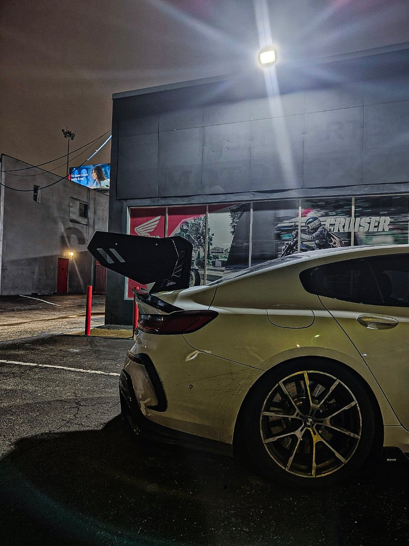 BMW 8 Series M850 840 G16 2018 2019 2020 2021 2022 2023 2024 with Aftermarket Parts - Rear Spoiler Pre-preg Carbon Fiber from Karbel Carbon
