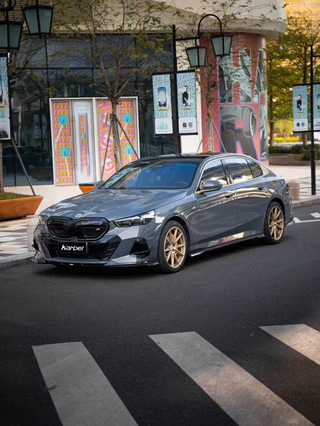 BMW i5 xDrive40 / i5 eDrive40 (with M-package bumper, does not fit base mode) / i5 M60 G60 G61 2024-ON & 5 Series 540i xDrive / 530i xDrive / 530i (with M-package bumper, does not fit base model) / 550e xDrive G60 G61 2024-ON with Aftermarket Parts - V1 Style Pre-preg Carbon Fiber Front Lip from Karbel Carbon