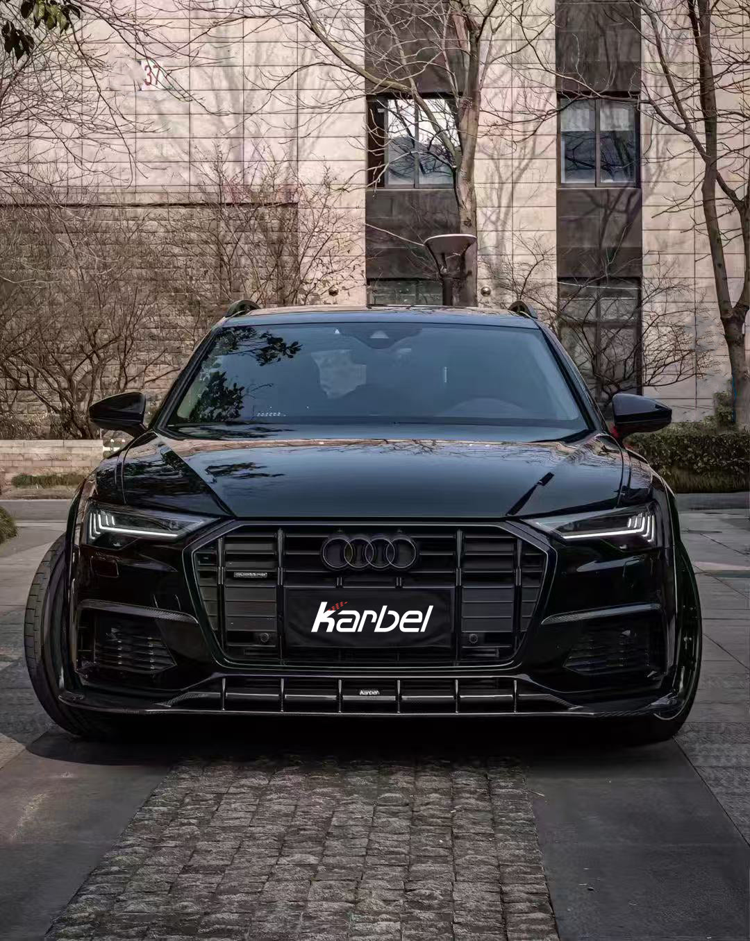 Audi A6 Allroad C8 2020-ON with Aftermarket Parts - V2 Style Front Lip Pre-preg Carbon Fiber from Karbel Carbon