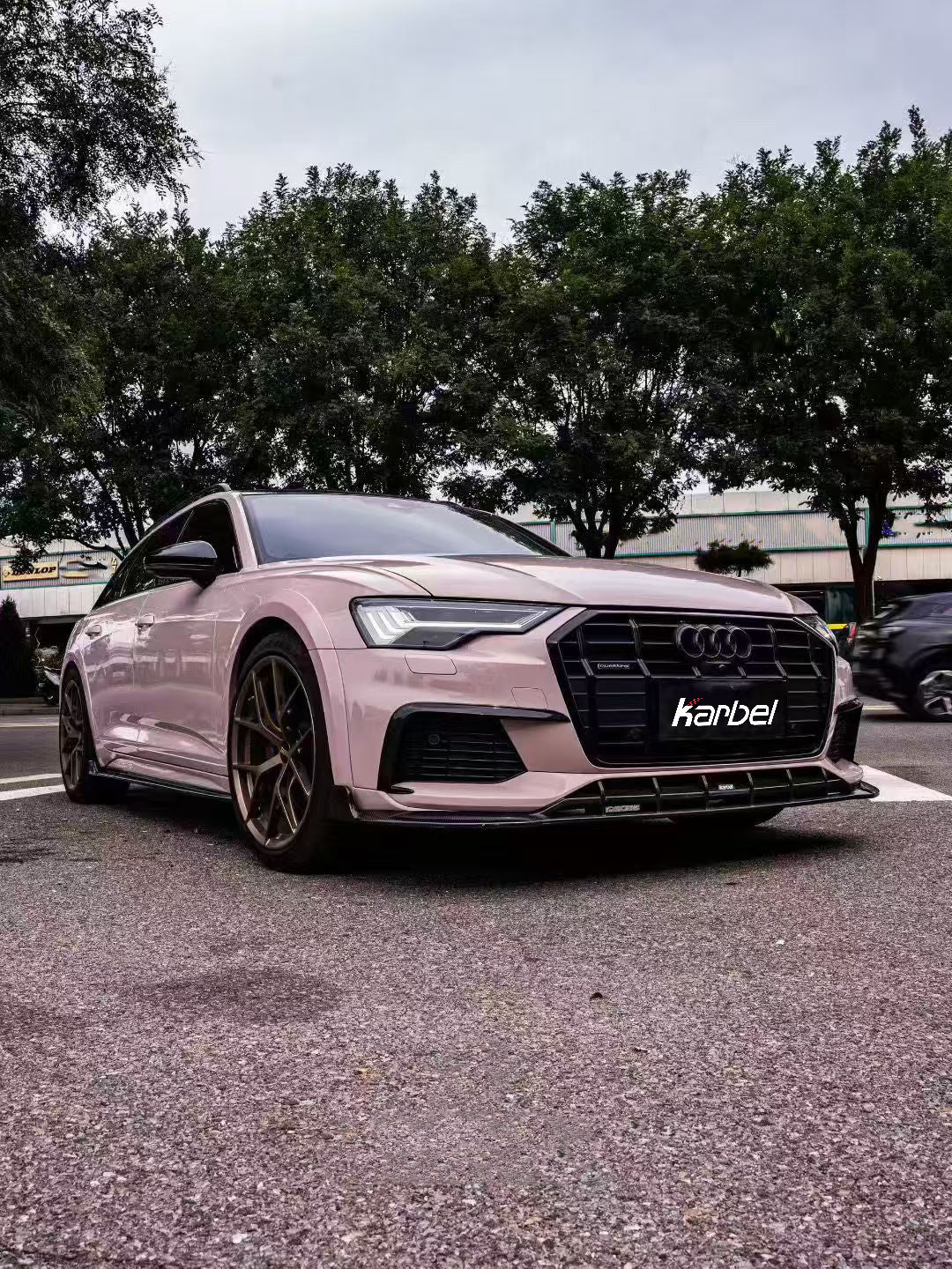 Audi A6 Allroad C8 2020-ON with Aftermarket Parts - V2 Style Front Lip Pre-preg Carbon Fiber from Karbel Carbon