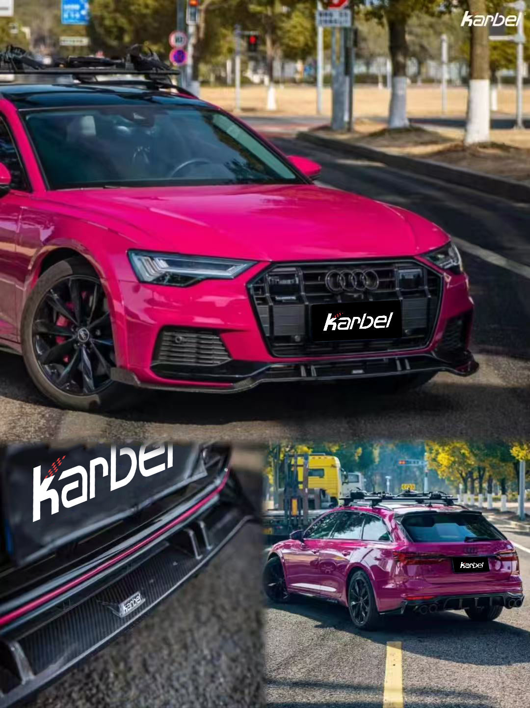 Audi A6 Allroad C8 2020-ON with Aftermarket Parts - V1 Front Lip Pre-preg Carbon Fiber from Karbel Carbon