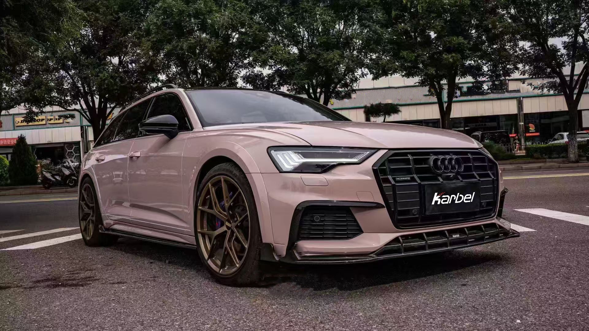 Audi A6 Allroad C8 2020-2022 With Aftermarket Parts - Side Skirts Pre-preg Carbon Fiber from Karbel Carbon