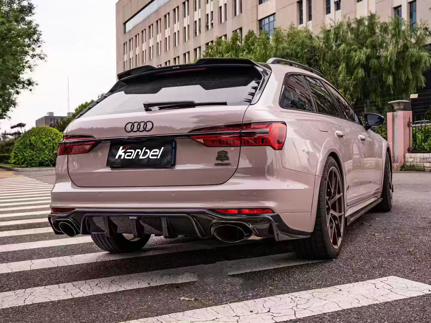 Audi A6 Allroad C8 2020-ON with Aftermarket Parts - V2 Style Rear Roof Spoiler Pre-preg Carbon Fiber from Karbel Carbon