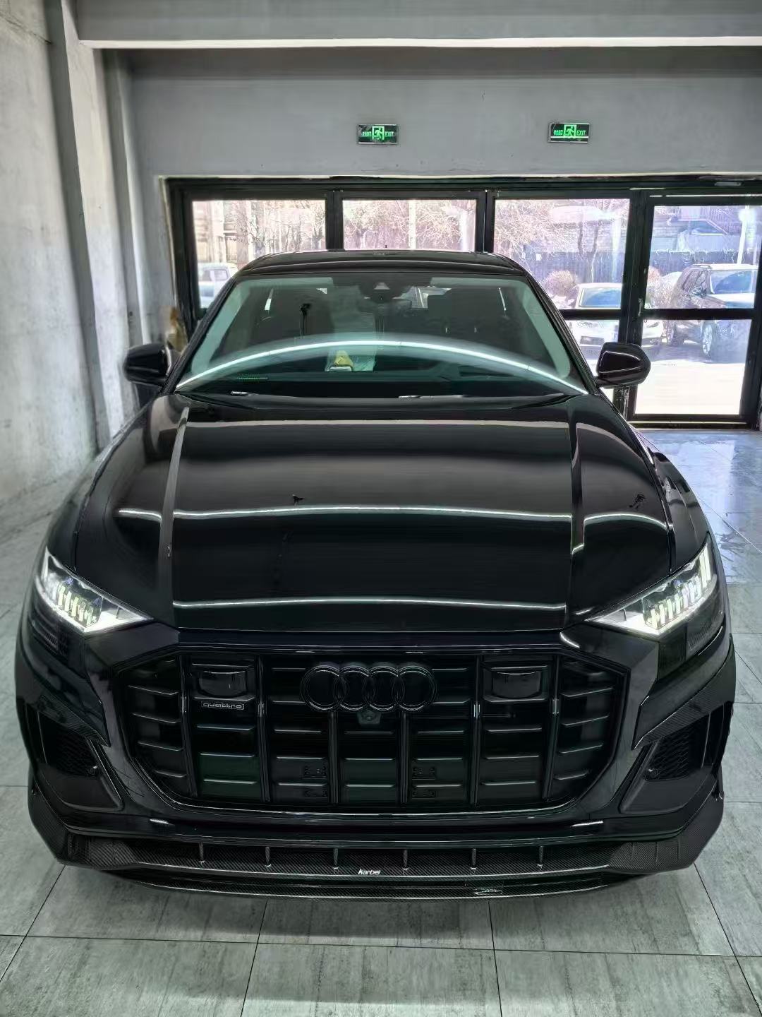 Audi SQ8 Q8 (with s-line bumper) Pre-facelift 2019 2020 2021 2022 2023 with Aftermarket Parts - Front Lip Pre-preg Carbon Fiber from Karbel Carbon