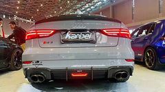 Audi RS3 8V.5 2018 2019 2020 with Aftermarket Parts -  Rear Diffuser Pre-preg Carbon Fiber from Karbel Carbon
