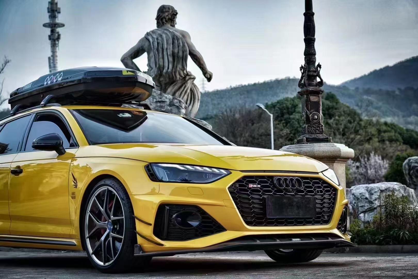 Audi RS4 B9.5 2020 2021 2022 2023 2024 with Aftermarket Parts - Front Lip Pre-preg Carbon Fiber from Karbel Carbon