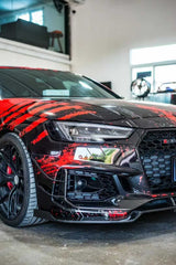Audi RS4 B9.5 2020 2021 2022 2023 2024 with Aftermarket Parts - Head Light Trim Overlay Pre-preg Carbon Fiber from Karbel Carbon