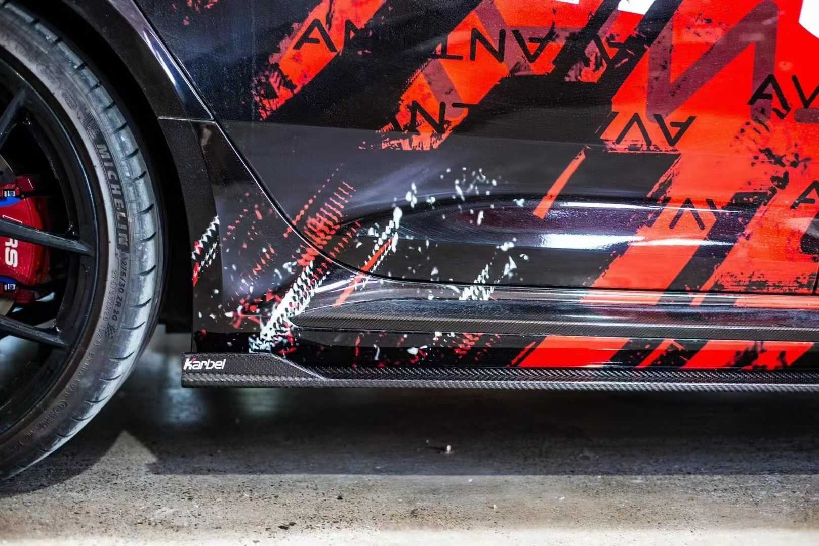 Audi RS4 B9 / B9.5 2018-ON with Aftermarket Parts - Pre-preg Carbon Fiber Side Skirts from Karbel Carbon