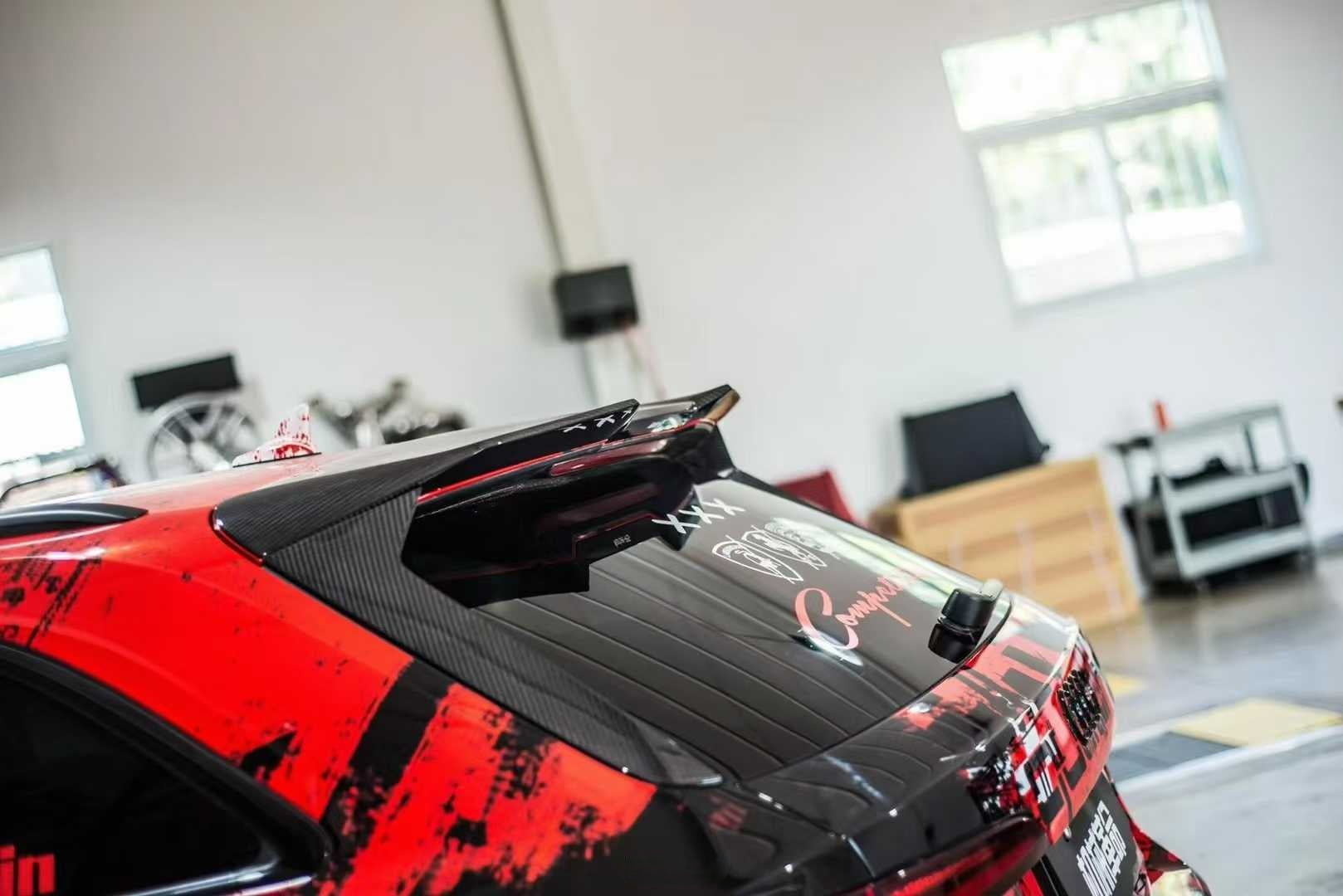 Audi RS4 B9 / B9.5 2018 2019 2020 2021 2022 2023 2024 with Aftermarket Parts - V1 Style Rear Roof Spoiler Pre-preg Carbon Fiber from Karbel Carbon