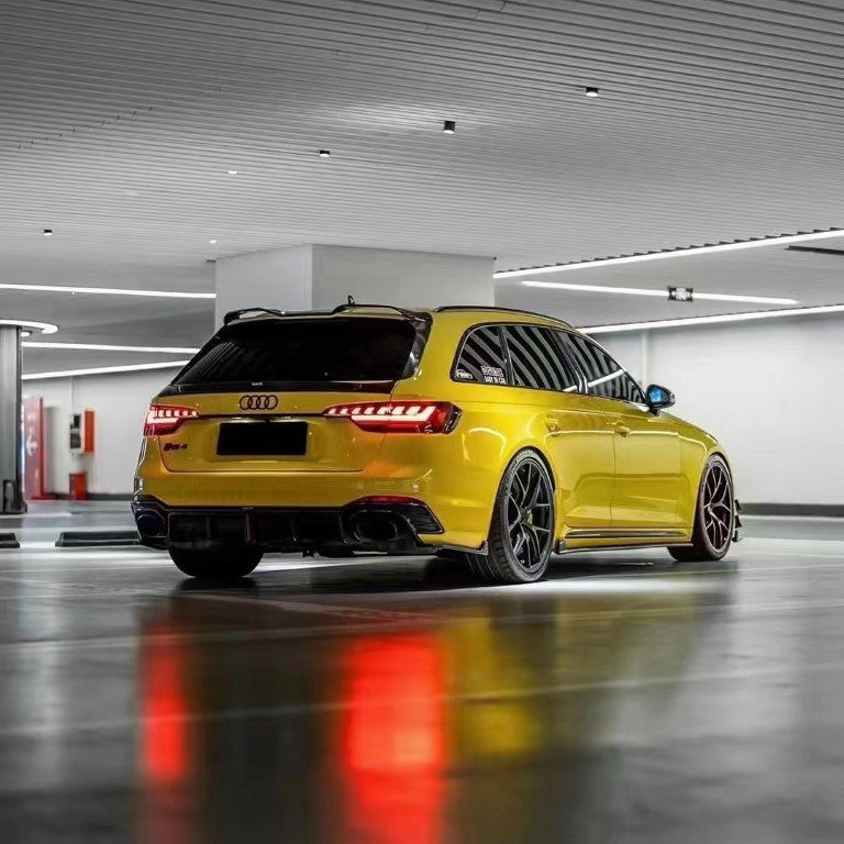 Audi RS4 B9.5 2020 2021 2022 2023 2024 with Aftermarket Parts - Rear Diffuser & Canards Pre-preg Carbon Fiber from Karbel Carbon