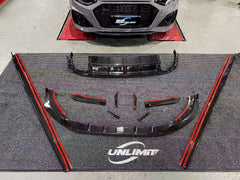 Audi RS4 B9.5 2020 2021 2022 2023 2024 with Aftermarket Parts - Front Lip Pre-preg Carbon Fiber from Karbel Carbon